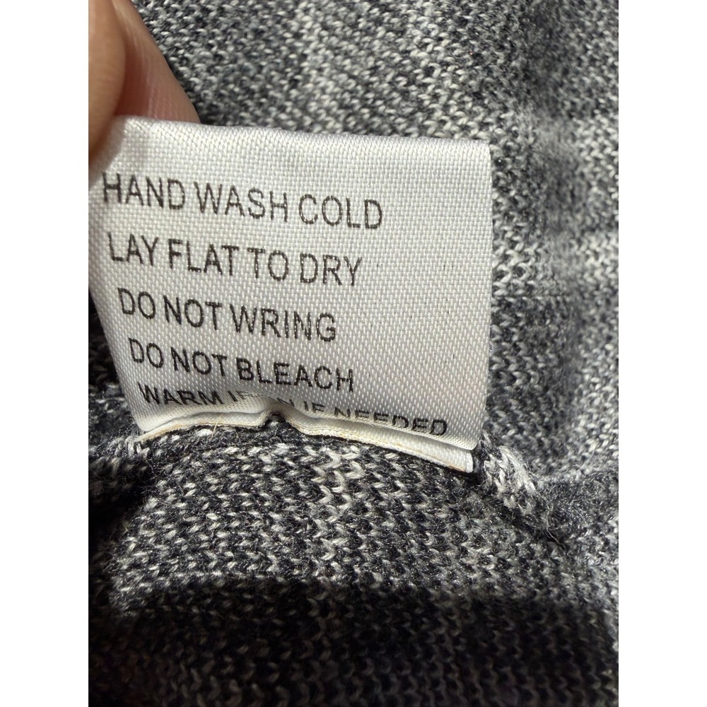 Belldini Grey White Windowpane Plaid Open Front Cardigan Yellow Trim Medium - Picture 5 of 9